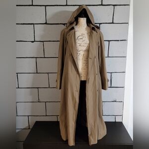 LONDON FOG Tan Hooded Trench Coat w/ zip in liner Sz 22W